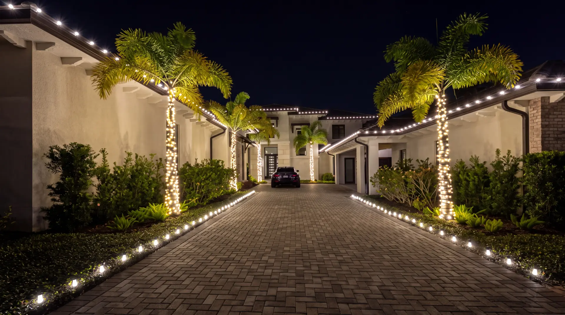 Home with christmas lights